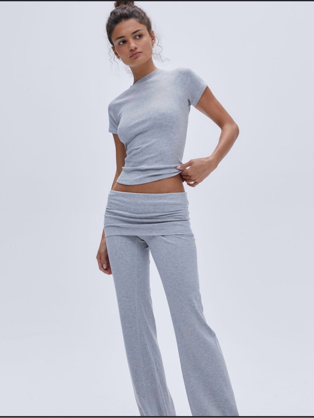 Parabola Ribbed Fold-Over Waist Lounge Pant